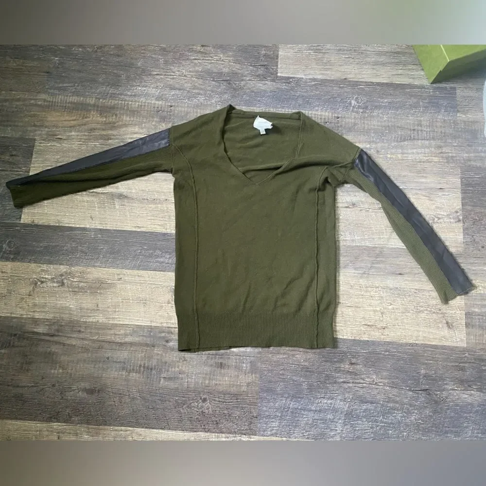 Woolly  minded leather and wool v neck sweater #6